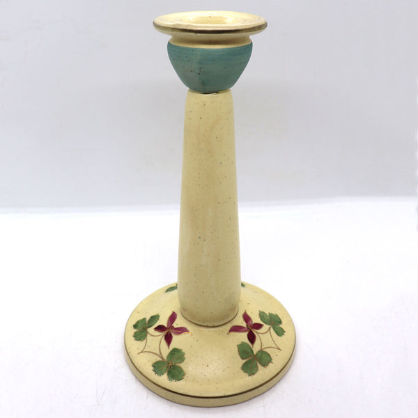 American Roseville Pottery Creamware Gold Traced Floral Candlestick