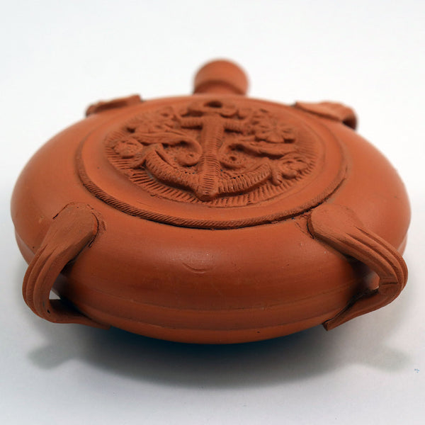 Two Vintage Italian Terracotta Pottery Souvenir Canteens / Pilgrim Flasks