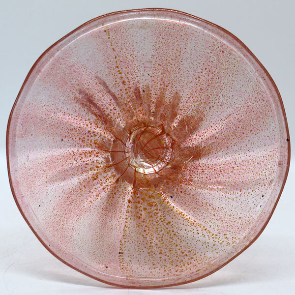 Italian Venetian Salviati Pink Gold Aventurine Glass Dolphin Candlestick