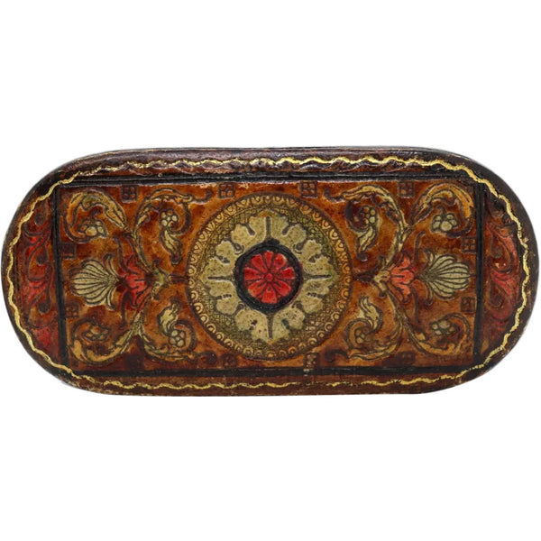Small Italian Florentine Painted and Tooled Leather Trinket Box