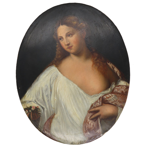 Oil Painting on Art Board, Portrait of Flora after Titian