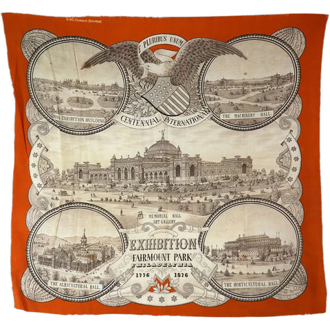 American Philadelphia World's Fair 1876 Centennial Exhibition Cotton Scarf