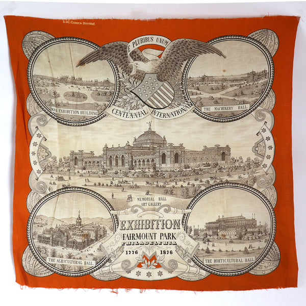 American Philadelphia World's Fair 1876 Centennial Exhibition Cotton Scarf