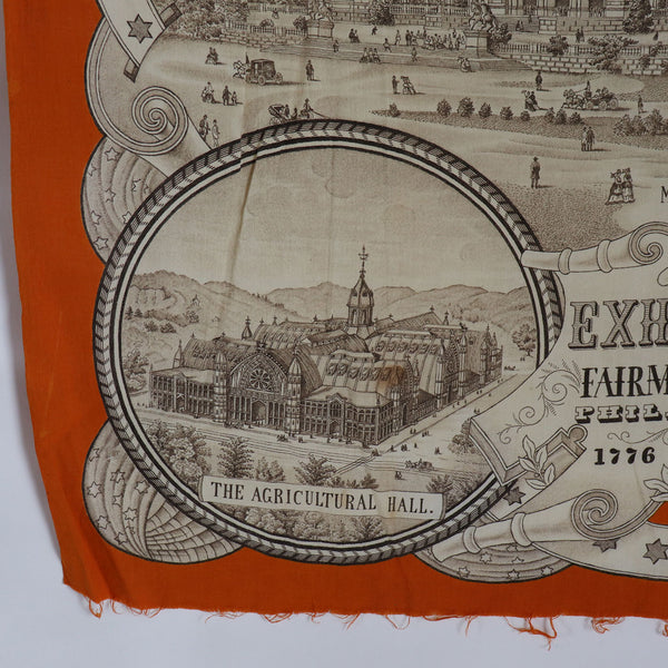 American Philadelphia World's Fair 1876 Centennial Exhibition Cotton Scarf