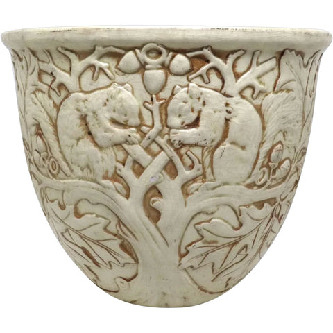 American Weller Pottery Clinton Ivory Squirrels Jardiniere Planter