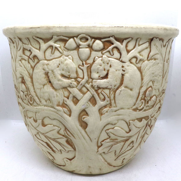 American Weller Pottery Clinton Ivory Squirrels Jardiniere Planter