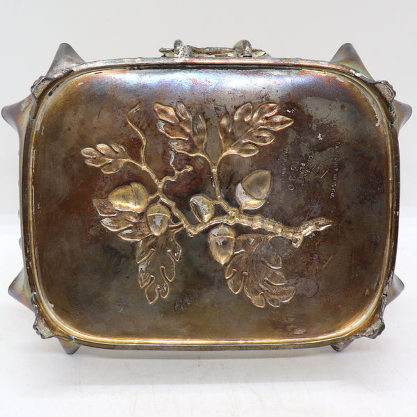 American Pairpoint Mfg. Co. Gilt Silverplate Bird Handle Calling Card Tray