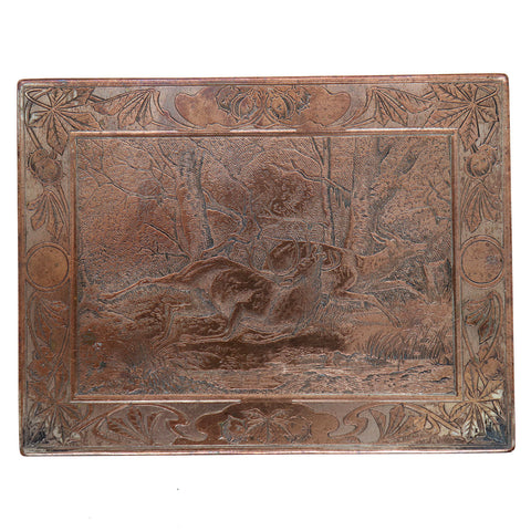 English Sheffield Plate Cedar Lined Stag and Doe Cigar Box