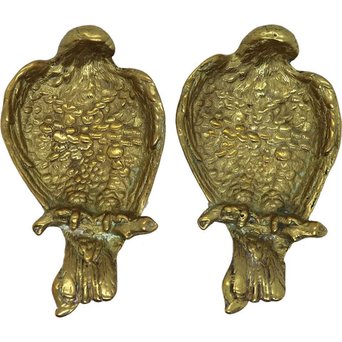 Pair of Vintage American Cast Brass Hawk Novelty Trinket Dishes