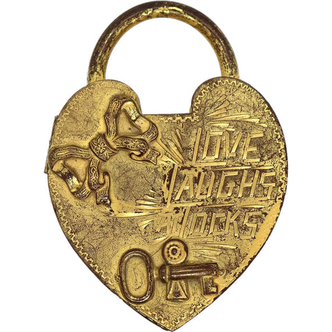 American Royal M Mfg. Co. Gilt Brass Padlock Love Token Box