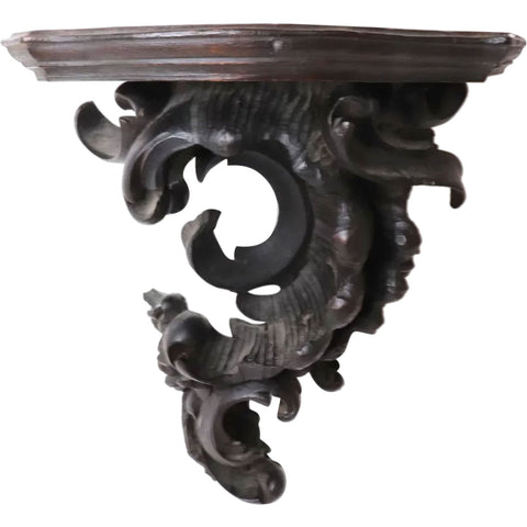 Italian / German Rococo Revival Pine Wall Bracket Display Shelf