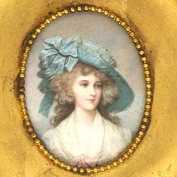 French Cabinet Color Lithograph of a Lady, together with a Painting on Celluloid