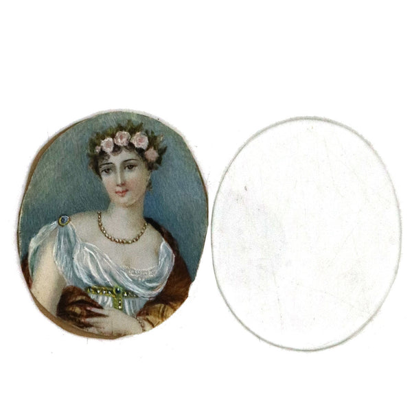 French Cabinet Color Lithograph of a Lady, together with a Painting on Celluloid