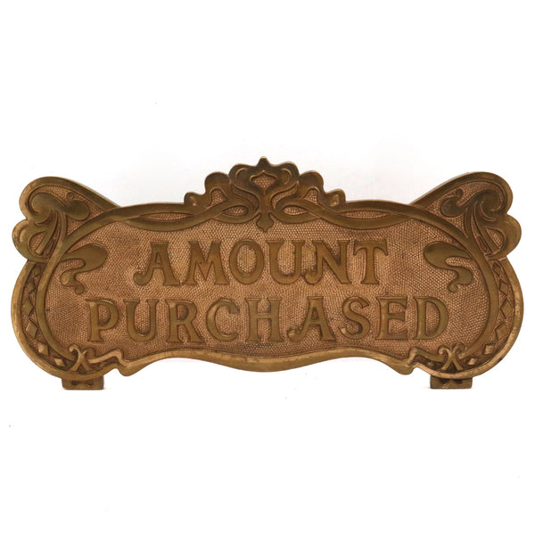 American National Cash Register Pink Bronze Amount Purchased Plaque