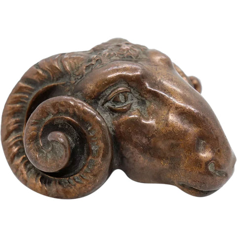 Heavy Cast Bronze Ram's Head Ornamental Furniture/Architectural Mount