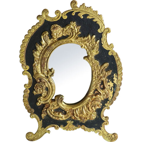 American National Brass & Iron Works Painted Brass Easel / Wall Frame Mirror