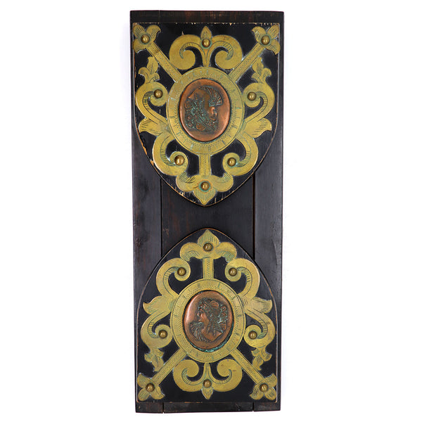 English Brass and Copper Mounted Ebonized Wood Extending Book Slide