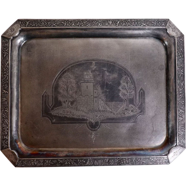 American Silverplate Rectangular Engraved Tea Tray