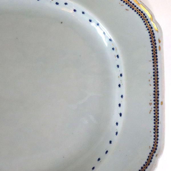 Large Chinese Export American Market Parcel Gilt Porcelain Platter