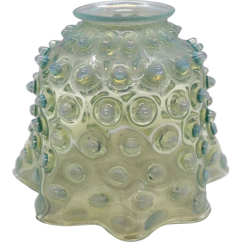 American Victorian Opalescent Glass Hobnail Ruffled Lamp Shade