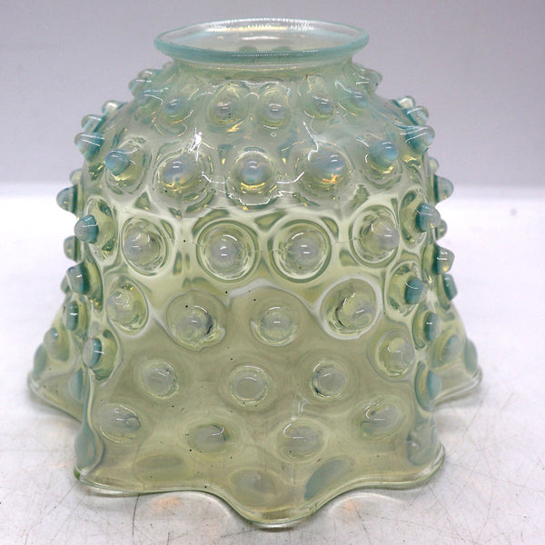 American Victorian Opalescent Glass Hobnail Ruffled Lamp Shade