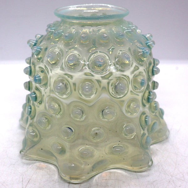 American Victorian Opalescent Glass Hobnail Ruffled Lamp Shade