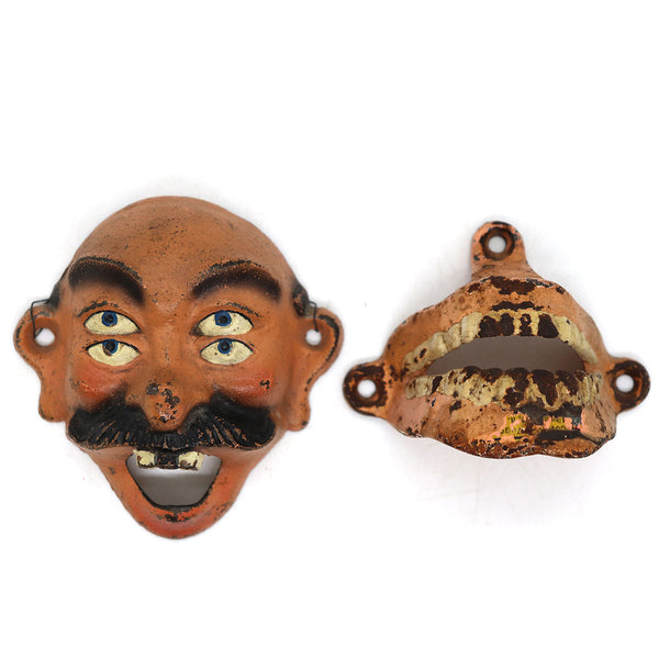 Two American Wilton Painted Cast Iron Novelty Wall Mount Bottle Openers