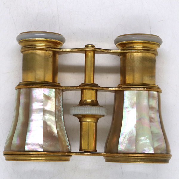 French Parisian Lemaire Mother-of-Pearl and Gilt Brass Opera Glasses