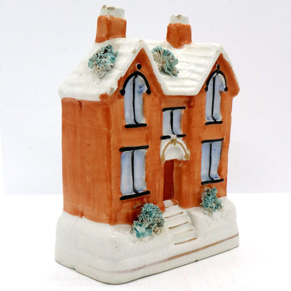 English Staffordshire Pottery House Still Coin Bank