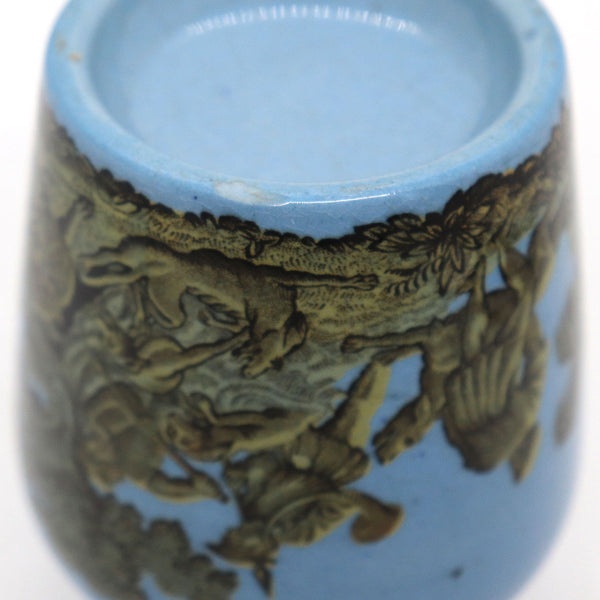 Pair of English Prattware Pottery Transferware Blue Potted Meat Jars