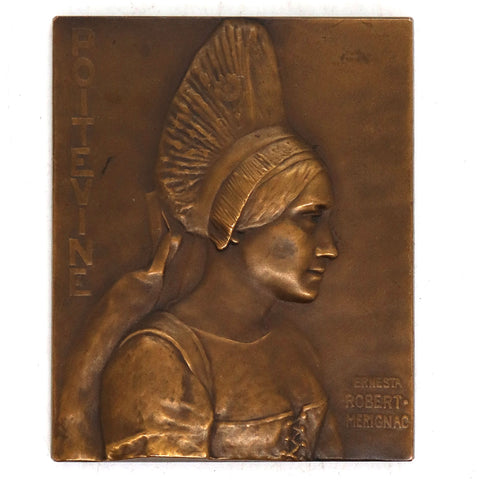 French ERNESTA ROBERT-MERIGNAC Bronze Medal Plaquette, Poitevine