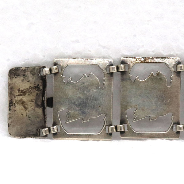 Vintage Sterling Silver Sailing Ship Panel Link Bracelet