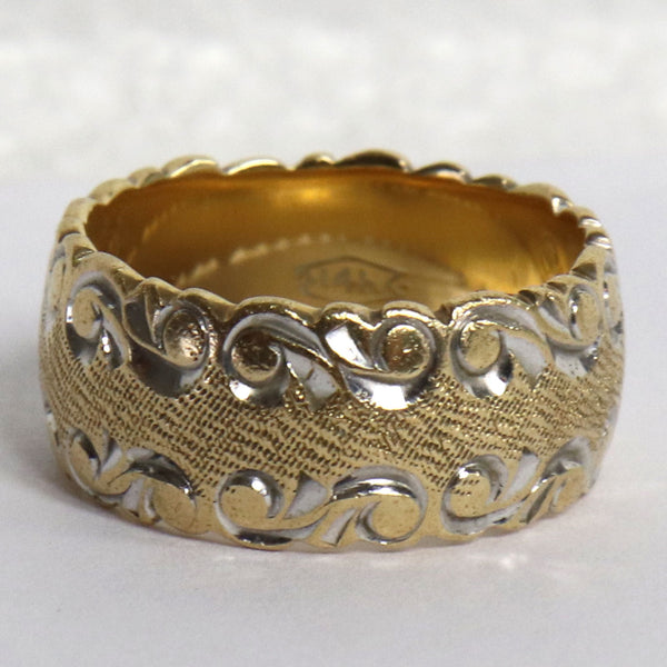 Vintage 14 Karat Yellow and White Gold Band Lady's Ring