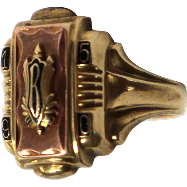 American Jostens 10 Karat Yellow and Rose Gold 1950 Men's School Ring