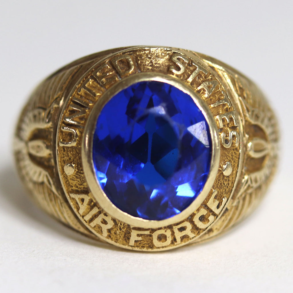 Ladies Usaf Rings Vintage American 10 Karat Yellow Gold United States Air Force Class Ring