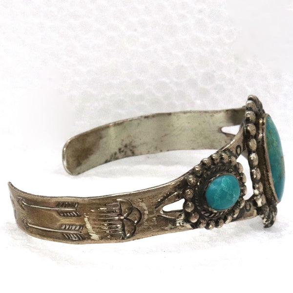 Native American Bell Trading Post Sterling Silver and Turquoise Cuff Bracelet