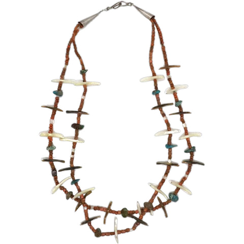 Vintage Native American Zuni Double Strand 28-Bird Fetish Necklace