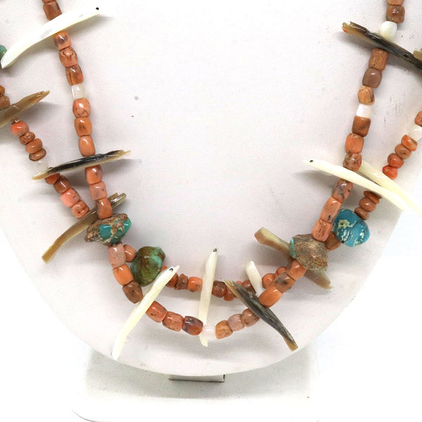 Vintage Native American Zuni Double Strand 28-Bird Fetish Necklace