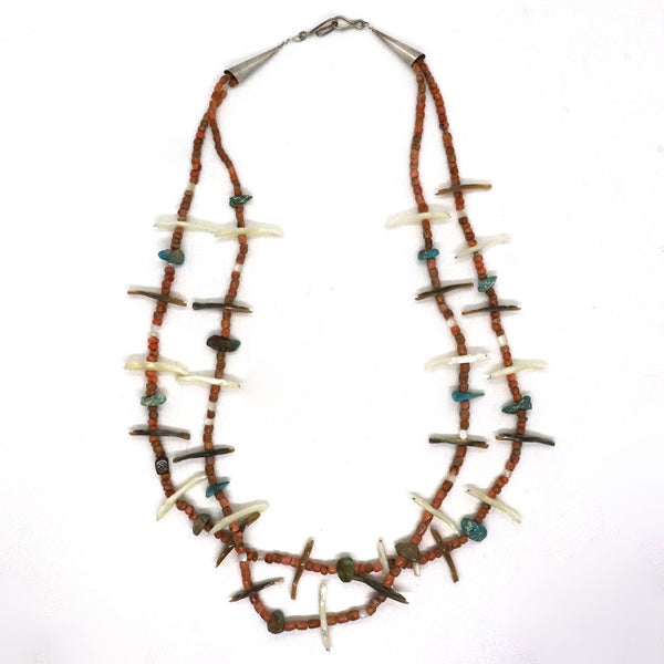 Vintage Native American Zuni Double Strand 28-Bird Fetish Necklace