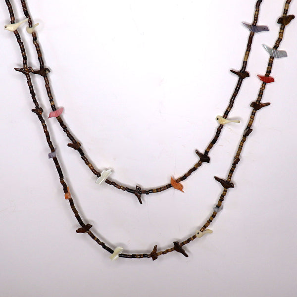 Vintage Native American Zuni Two-Strand Bird Fetish Necklace