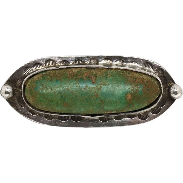 Vintage Native American Navajo Turquoise and Stamped Silver Pendant