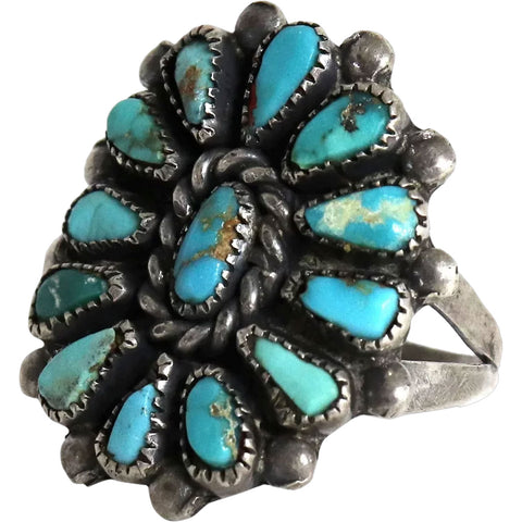 Vintage Native American Southwest Sterling Silver and Turquoise Ring