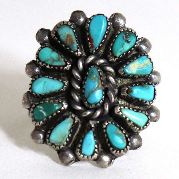 Vintage Native American Southwest Sterling Silver and Turquoise Ring