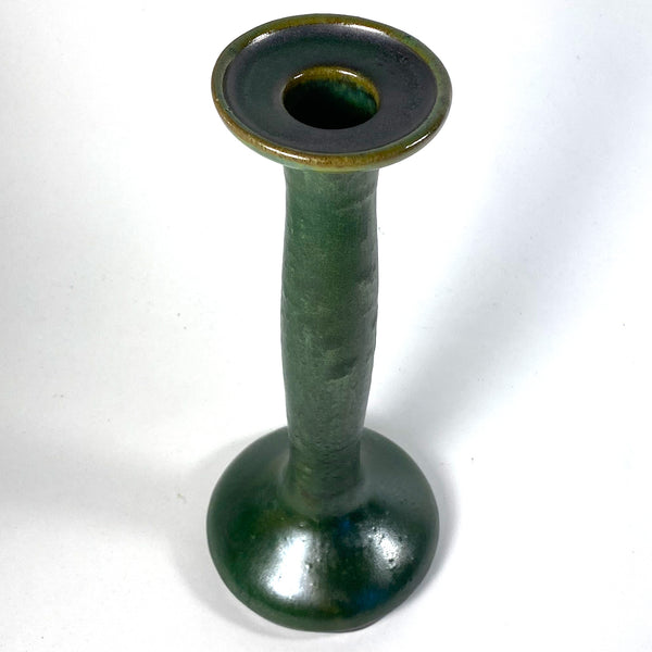 American Fulper Arts and Crafts Pottery Green Candlestick (Restored)