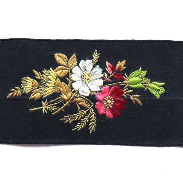 Three English Victorian Silver Embroidery Floral Silk Sashes