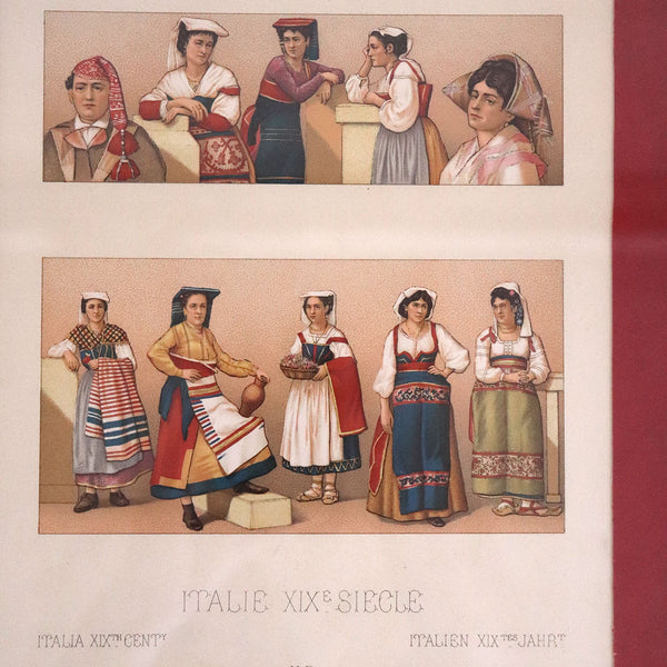 Set Three French Auguste Racinet Color Lithographs on Paper, Historical Costumes