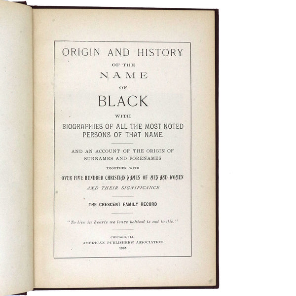 American Book: Crescent Daily Record, Origin and History of the Name of Black