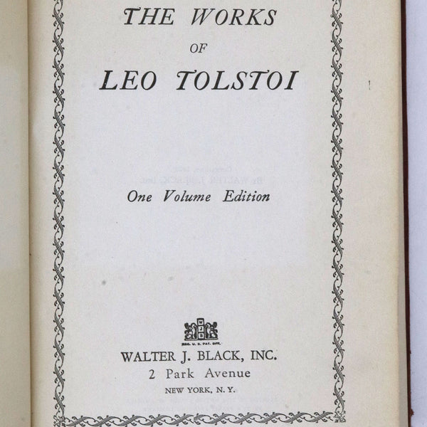 First Edition Leather Book: The Works of Leo Tolstoi, Complete One Volume Edition