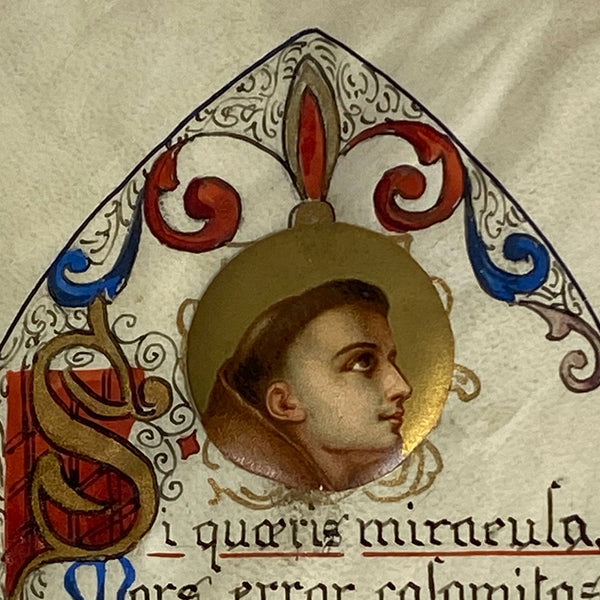 Italian Medieval Style Handpainted Vellum Illuminated Latin Prayer Manuscript