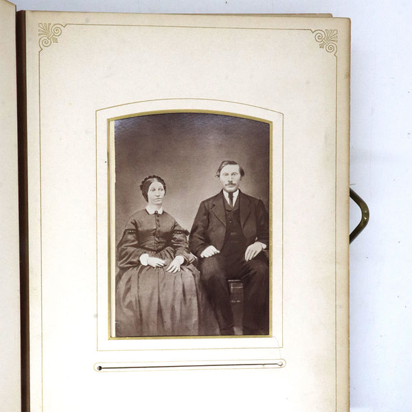 American Victorian Gilt Leather Album and Portrait Photographs